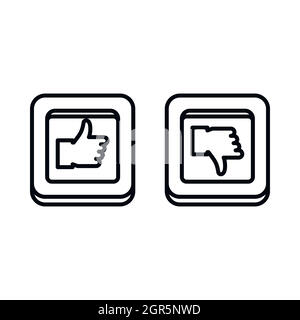 Thumbs up and down square buttons icon Stock Vector