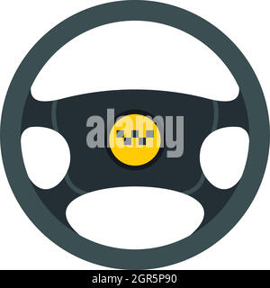 Taxi steering wheel icon, flat style Stock Vector