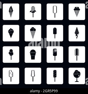 Ice cream icons set in simple style Stock Vector