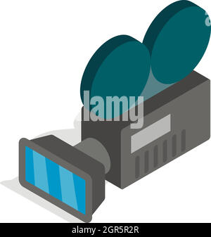 Retro cinema camera icon, isometric 3d style Stock Vector