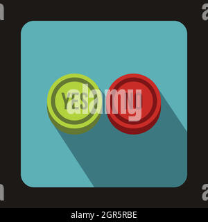 Yes and No buttons icon, flat style Stock Vector