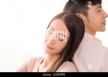 Close up of  smiling beautiful young couple Stock Photo