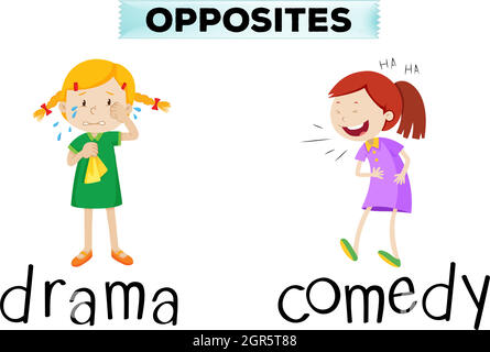 Opposite words with drama and comedy Stock Vector