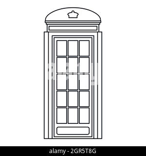 Phone booth icon, outline style Stock Vector