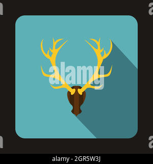 Deer head icon, flat style Stock Vector