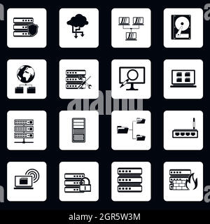 Database icons set, simple style Stock Vector