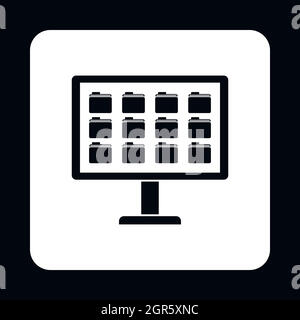 Storing files in computer icon, simple style Stock Vector