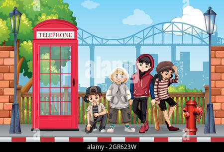 Group of urban fashion teenager Stock Vector