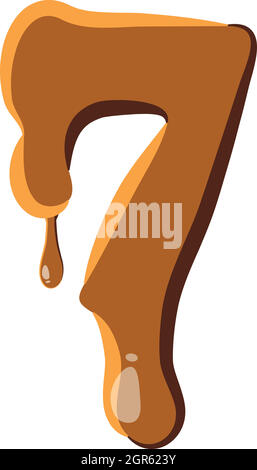 Number 7 from caramel icon Stock Vector