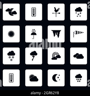 Weather icons set, simple styl Stock Vector