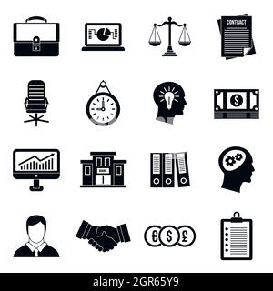 Banking icons set, simple style Stock Vector