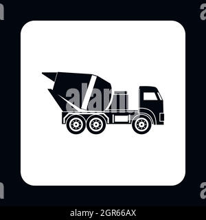 Truck concrete mixer icon, simple style Stock Vector