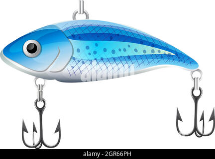 Artificial fishing bait cartoon illustration set. Fishing lures with ...