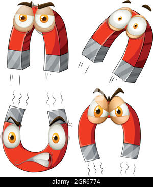 Magnet with facial expressions Stock Vector