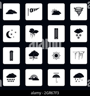 Weather icons set , simple style Stock Vector