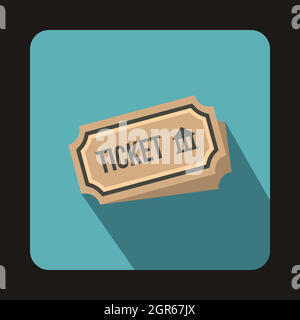 Museum ticket icon, flat style Stock Vector