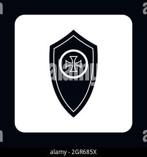 Shield with a cross icon, simple style Stock Vector Image & Art - Alamy