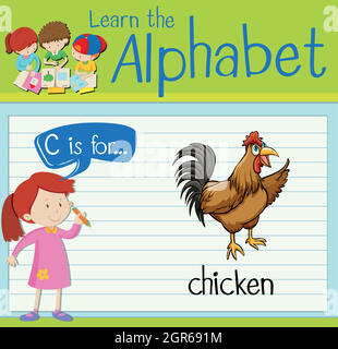 Flashcard letter C is for chicken Stock Vector