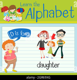 Flashcard letter D is for daughter Stock Vector