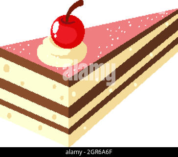 Isometric of cake with cherry on top Stock Vector