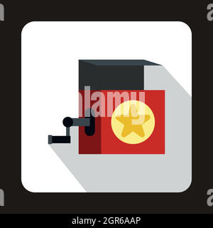 Jack in the box toy icon, flat style Stock Vector