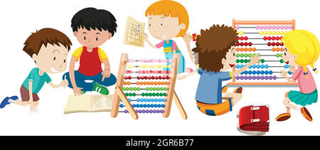 A Group of Children Learning Stock Vector