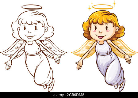 Sketches of angels in different colors Stock Vector