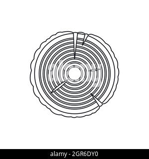 Tree rings icon, outline style Stock Vector