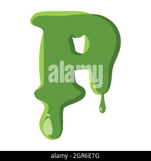 Letter P made of green slime Stock Vector