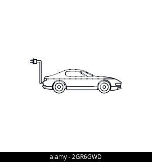 Electric car icon, outline style Stock Vector