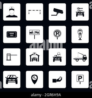Parking icons set, simple style Stock Vector