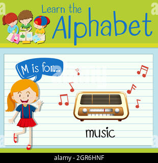 Flashcard letter M is for music Stock Vector