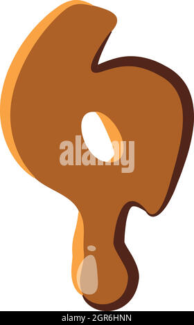 Number 6 from caramel icon Stock Vector