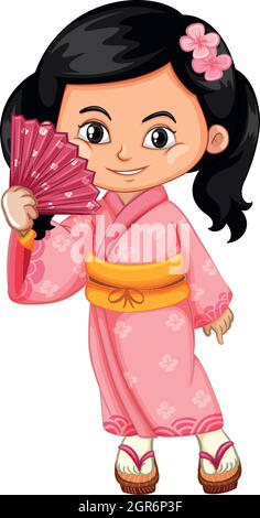 Asian girl wearing traditional Japanese dress Stock Vector