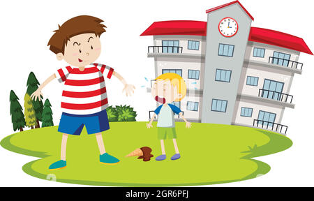 Boy bullying young child Stock Vector