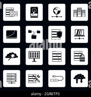 Database icons set, simple style Stock Vector