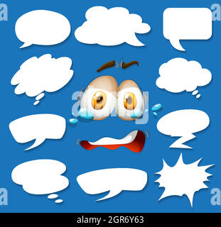 Different shapes of speech bubbles on blue background Stock Vector