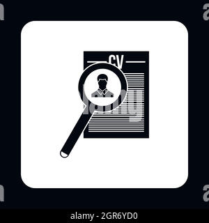 Magnifying glass over curriculum vita icon Stock Vector