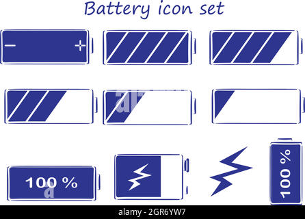 Battery icon set Stock Vector