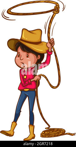 A coloured drawing of a cowgirl Stock Vector