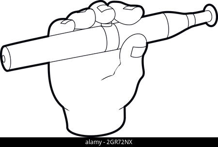 Hand holding e-cigarette icon, outline style Stock Vector