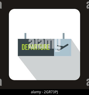 Airport departure sign icon, flat style Stock Vector