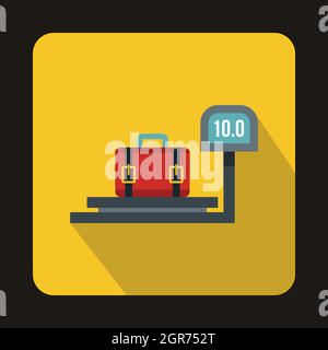 Luggage weighing icon, flat style Stock Vector