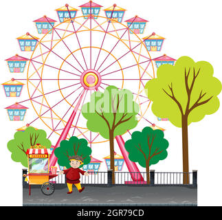 Man selling popcorn at the park Stock Vector