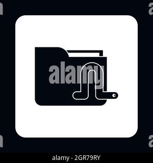 Worm in e-mail icon, simple style Stock Vector