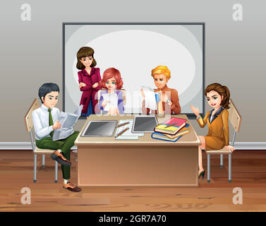 Office workers meeting in the room Stock Vector