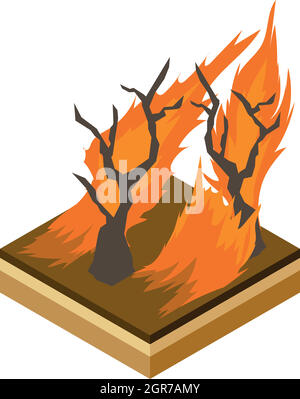 Forest fire icon, cartoon style Stock Vector