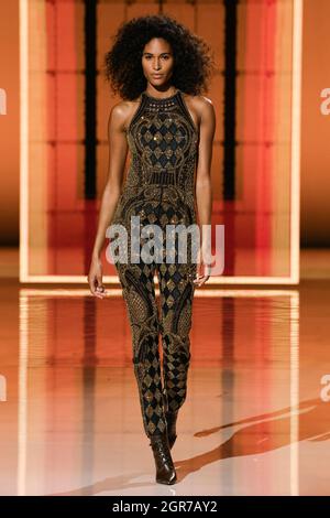 Cindy Bruna on the catwalk during the Victoria's Secret Fashion Show