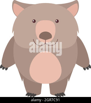 Cute wombat with happy face Stock Vector