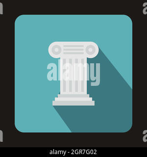 Ancient Ionic pillar icon, flat style Stock Vector